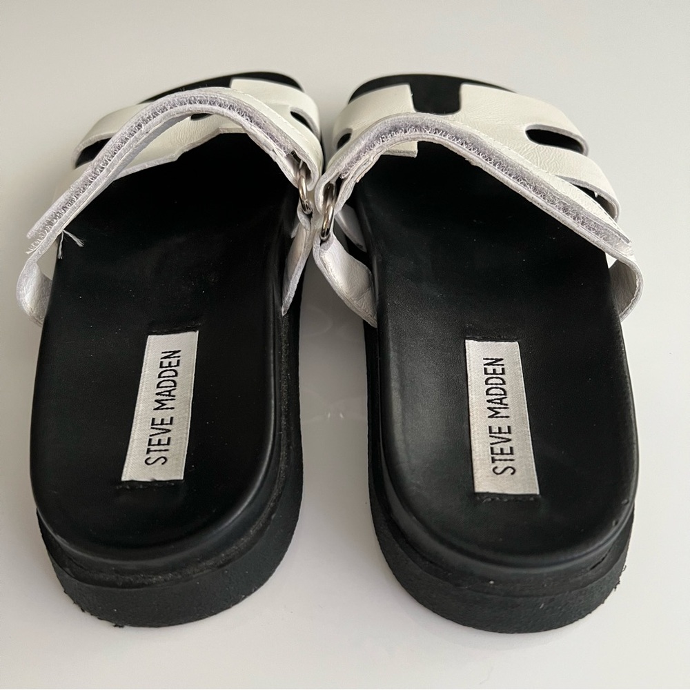 Steve Madden mayven sandals, black and white, size 6 - Picture 4 of 6